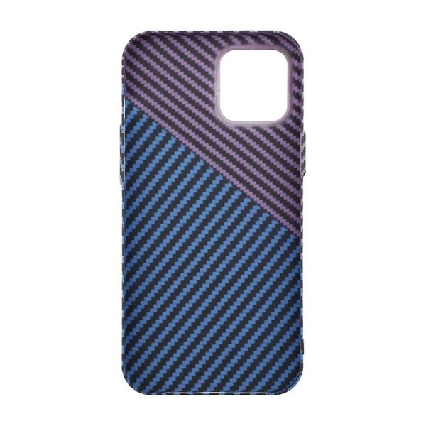 iPhone 12 Pro Max Cover Kulfibermønster Blå Lilla