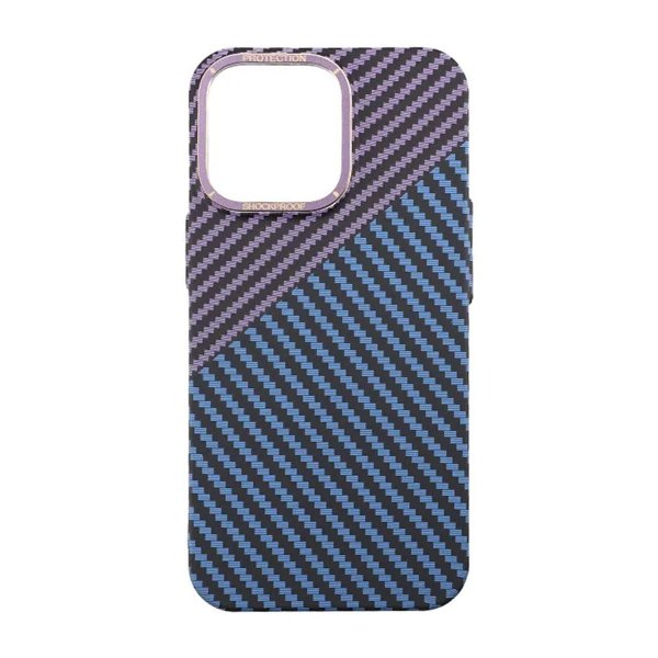 iPhone 13 Pro Cover Kulfiber Mønster Blå Lilla