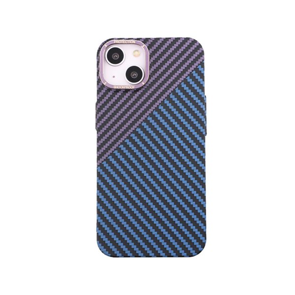 iPhone 14 Plus Cover Kulfibermønster Blå Lilla
