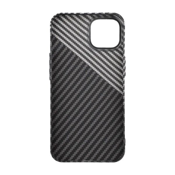 iPhone 14 Cover Kulfiber Mønster Sort Hvid