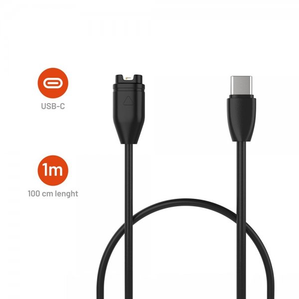 Fixed Lader Garmin Smartwatch USB-C 2m Sort