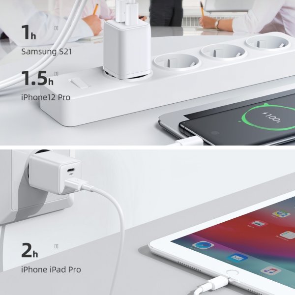 Joyroom Oplader JR-QP303 USB-C+USB-A 30W