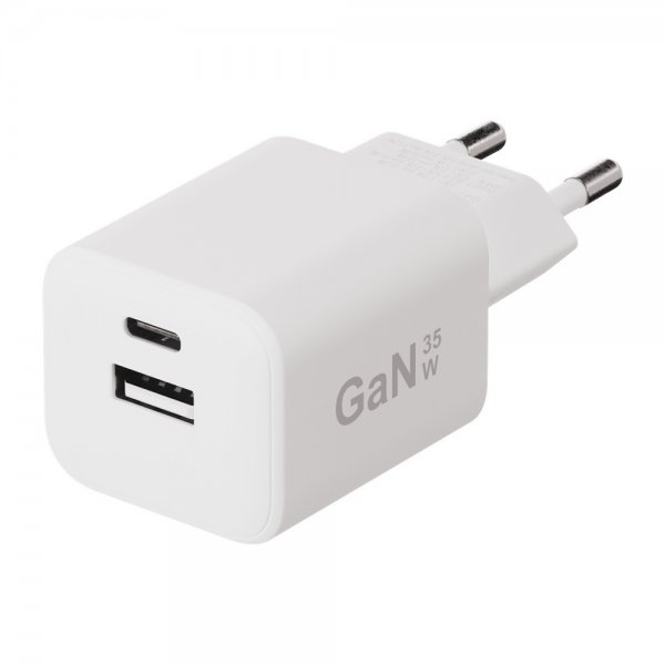 X2O Oplader med Kabel 1.2m 35W USB-C/USB-A GaN Hvid