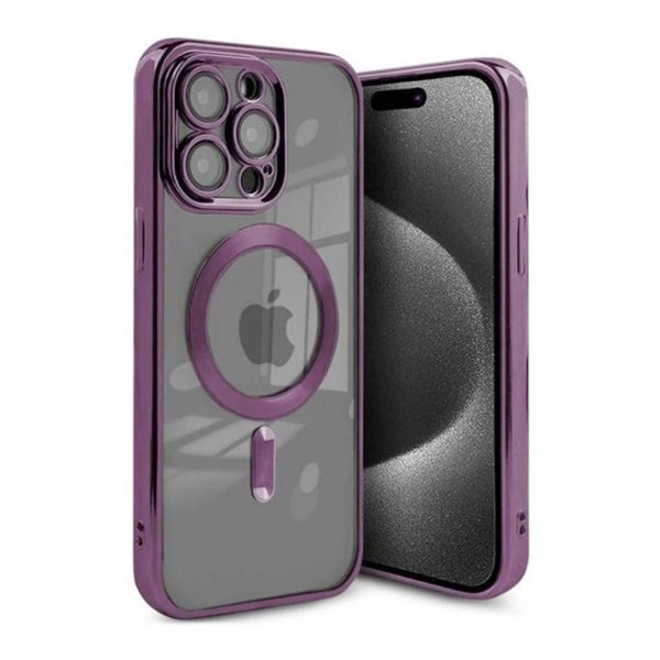 iPhone 15 Pro Max Cover Glitter Gennemsigtig MagSafe Lilla