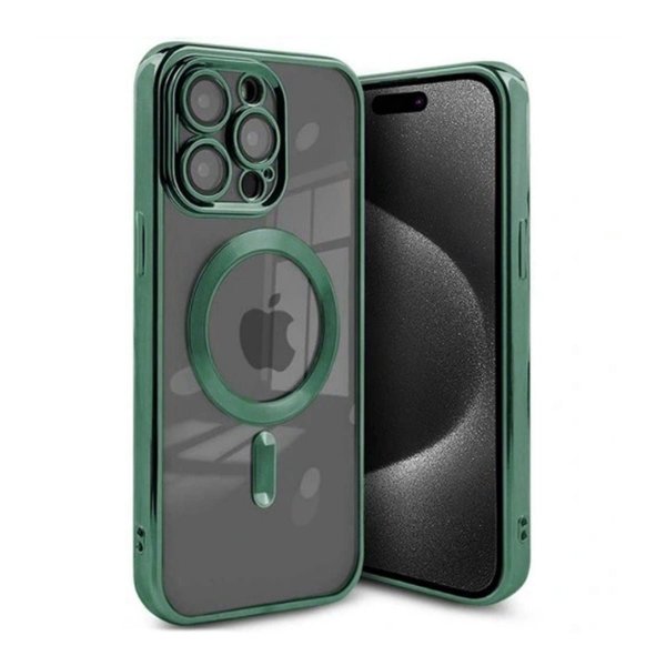 iPhone 15 Pro Max Cover Glitter Transparent MagSafe Grøn