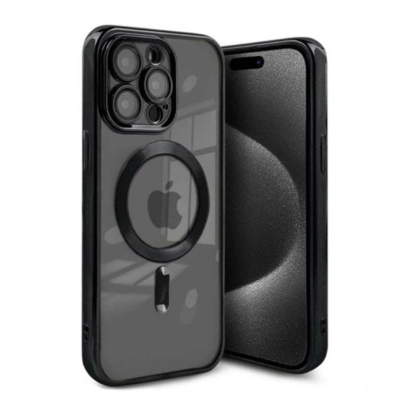 iPhone 15 Pro Max Cover Glimmer Gennemsigtig MagSafe Sort