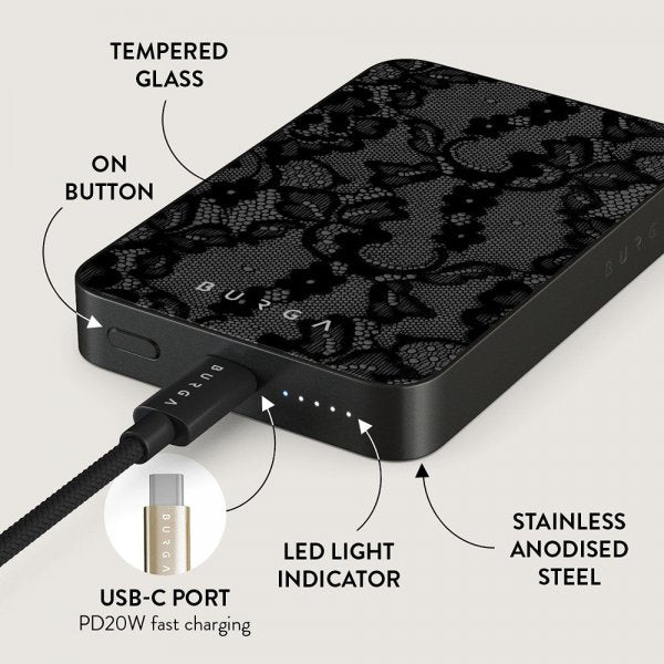 Burga Powerbank MagSafe 5000 mAh Magnetisk Metalgrå