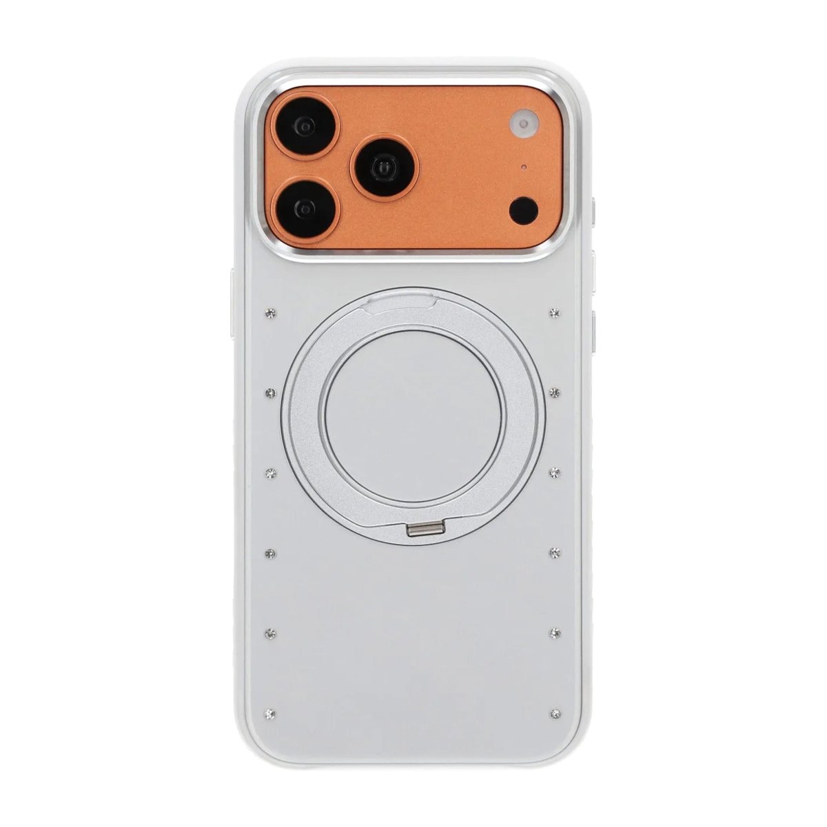 iPhone 17 Pro Max/iPhone 18 Pro Max Cover MagSafe-stativ Strass Hvid