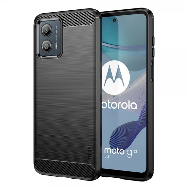 Mofi Motorola Moto G53 5G Cover Børstet Kulfibertekstur Sort