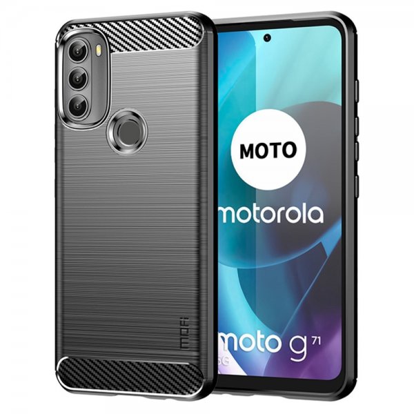Mofi Motorola Moto G71 5G Cover Børstet Kulfibertekstur Sort