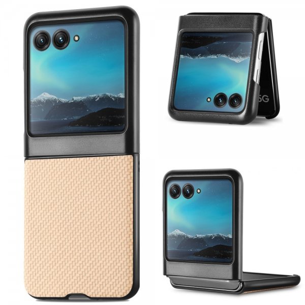 Motorola Razr 40 Ultra Cover Kulfibertekstur Khaki