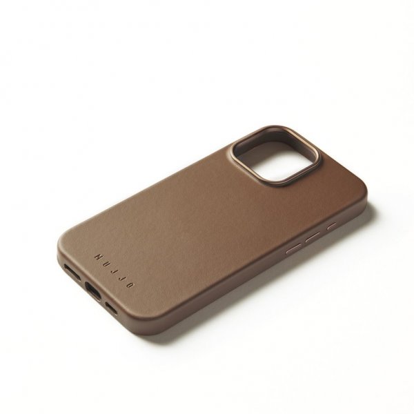 Mujjo iPhone 16 Pro Max Cover Full Leather Case Dark Tan