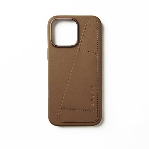 Mujjo iPhone 16 Pro Max Cover Full Leather Wallet Case Dark Tan