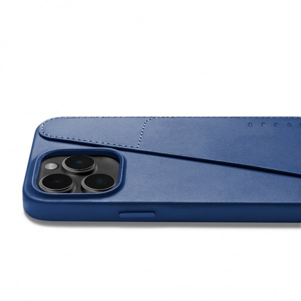 Mujjo iPhone 14 Pro Max Cover Full Leather Wallet Case Monaco Blue