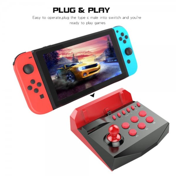Nintendo Switch/Switch Lite Arcade-joystick sort/rød