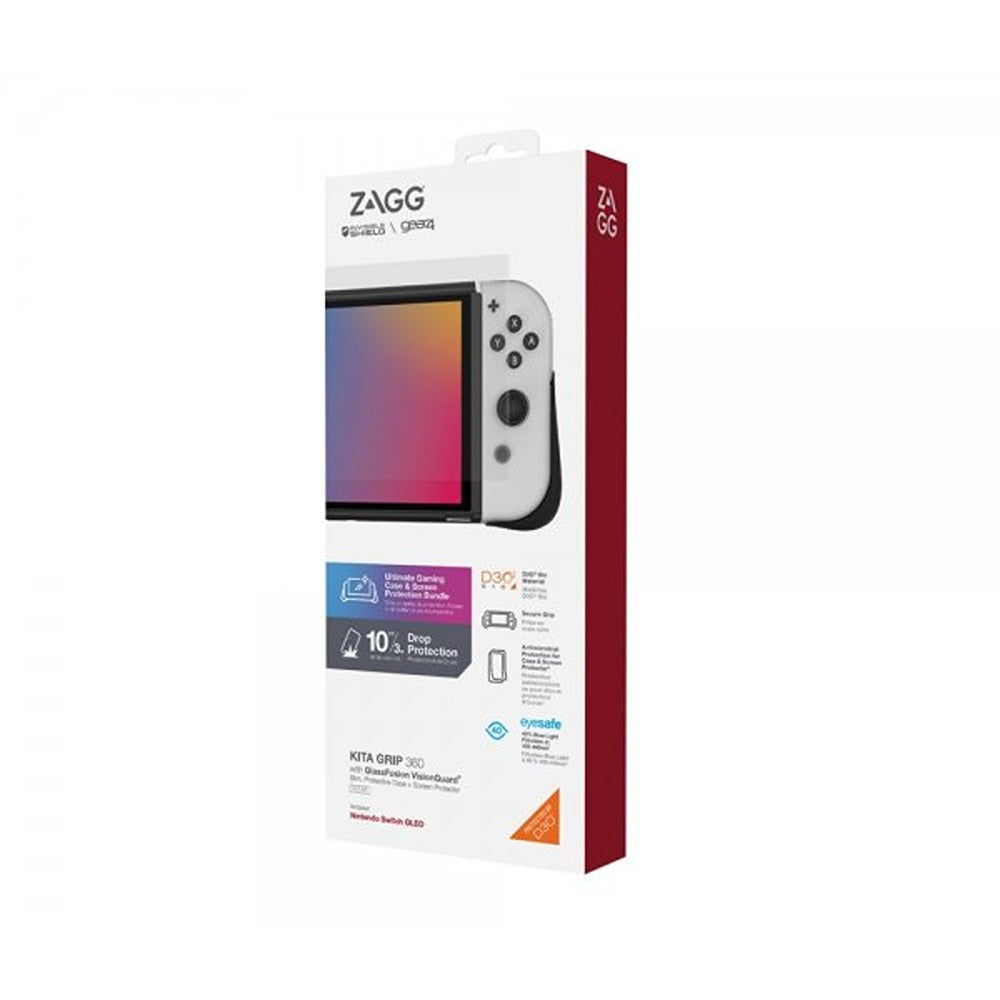 Gear4 Nintendo Switch OLED Etui med Skærmbeskytter Kita Grip 360 Clear