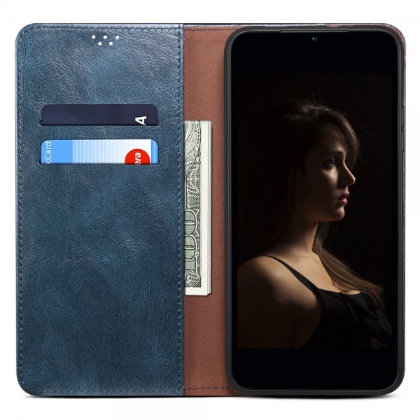 OnePlus 11 Etui Retro Lædertekstur Syninger Blå