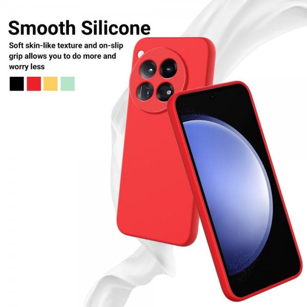 OnePlus 12R Cover med rem i silikone, rød