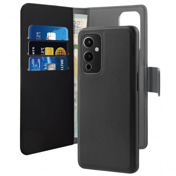 Puro OnePlus 9 Wallet Detachable 2-i-1 etui med aftagelig skal Sort