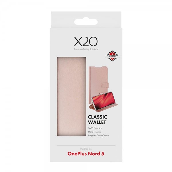 X2O OnePlus Nord 5 Cover Classic Wallet Rosaguld