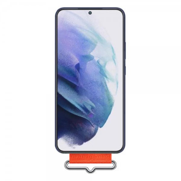 Samsung Original Galaxy S22 Cover i Silikone med Strop Marineblå