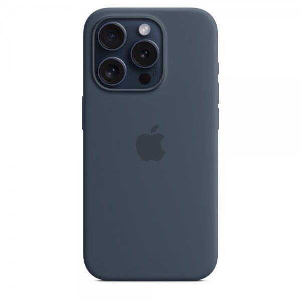 Apple Original iPhone 15 Pro Cover Silikone MagSafe Stormblå
