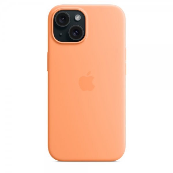 Apple Original iPhone 15 Cover Silikone MagSafe Orange Sorbet