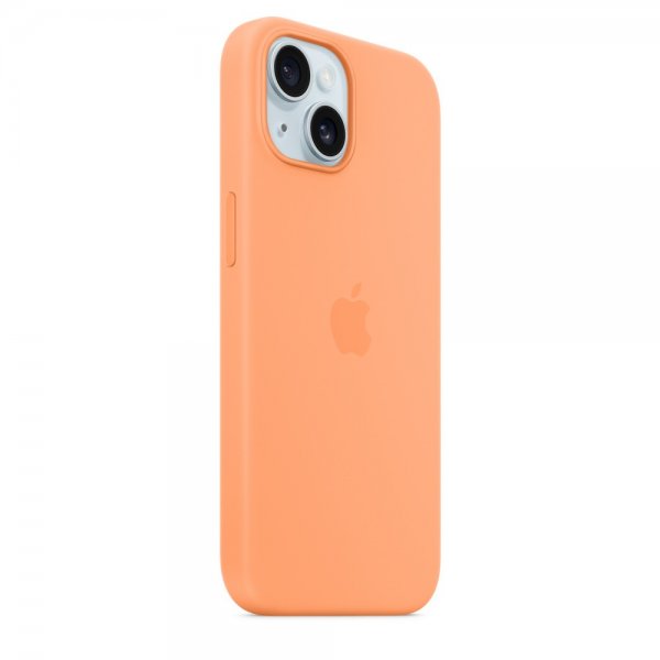 Apple Original iPhone 15 Cover Silikone MagSafe Orange Sorbet