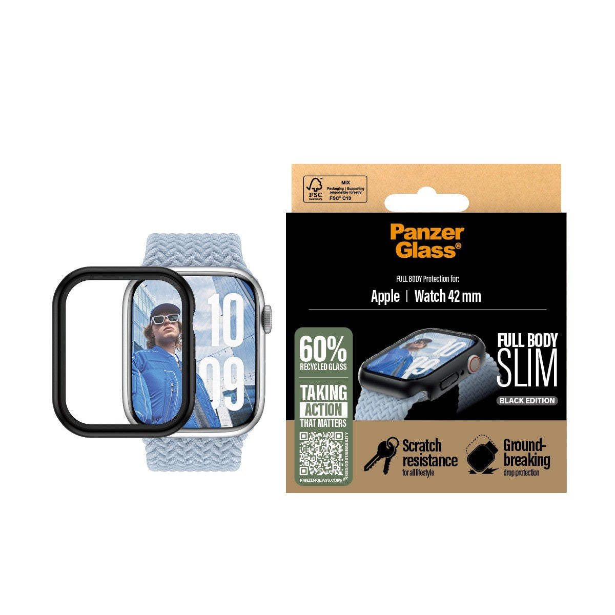 PanzerGlass Apple Watch 42mm (Series 10/11) Cover med Skærmbeskytter Full Body Sort