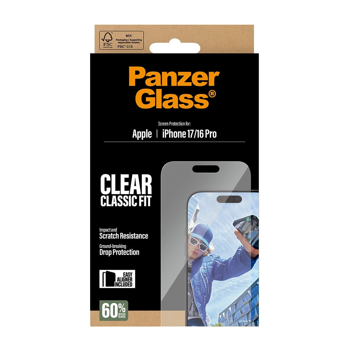 PanzerGlass iPhone 16 Pro/iPhone 17 Skærmbeskytter Classic Fit EasyAligner