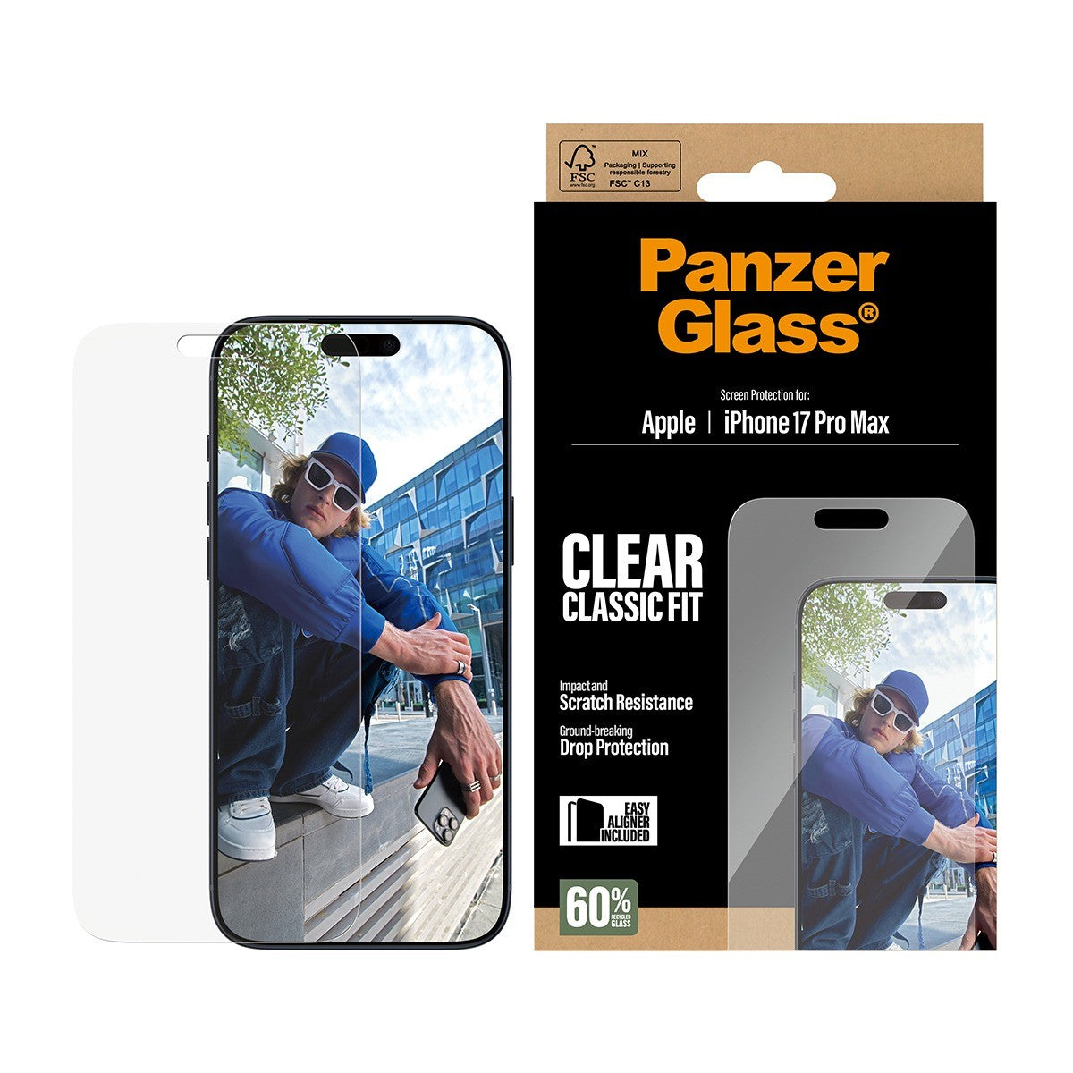 PanzerGlass iPhone 17 Pro Max Skærmbeskytter Classic Fit EasyAligner