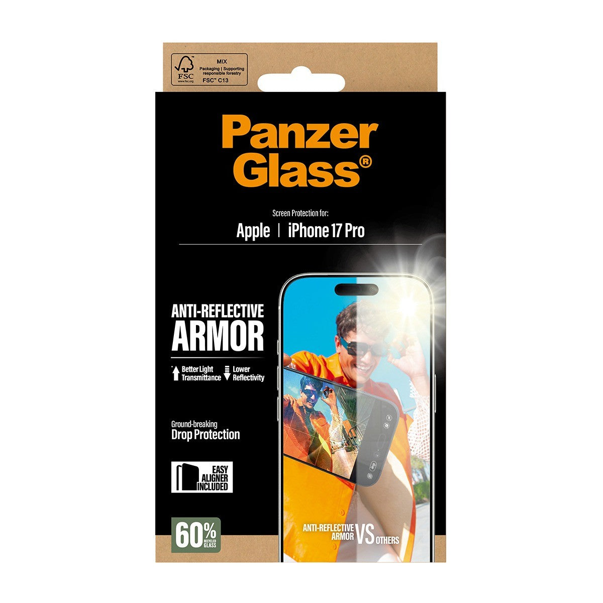 PanzerGlass iPhone 17 Pro Skærmbeskytter Ultra-Wide Fit Anti-reflective EasyAligner