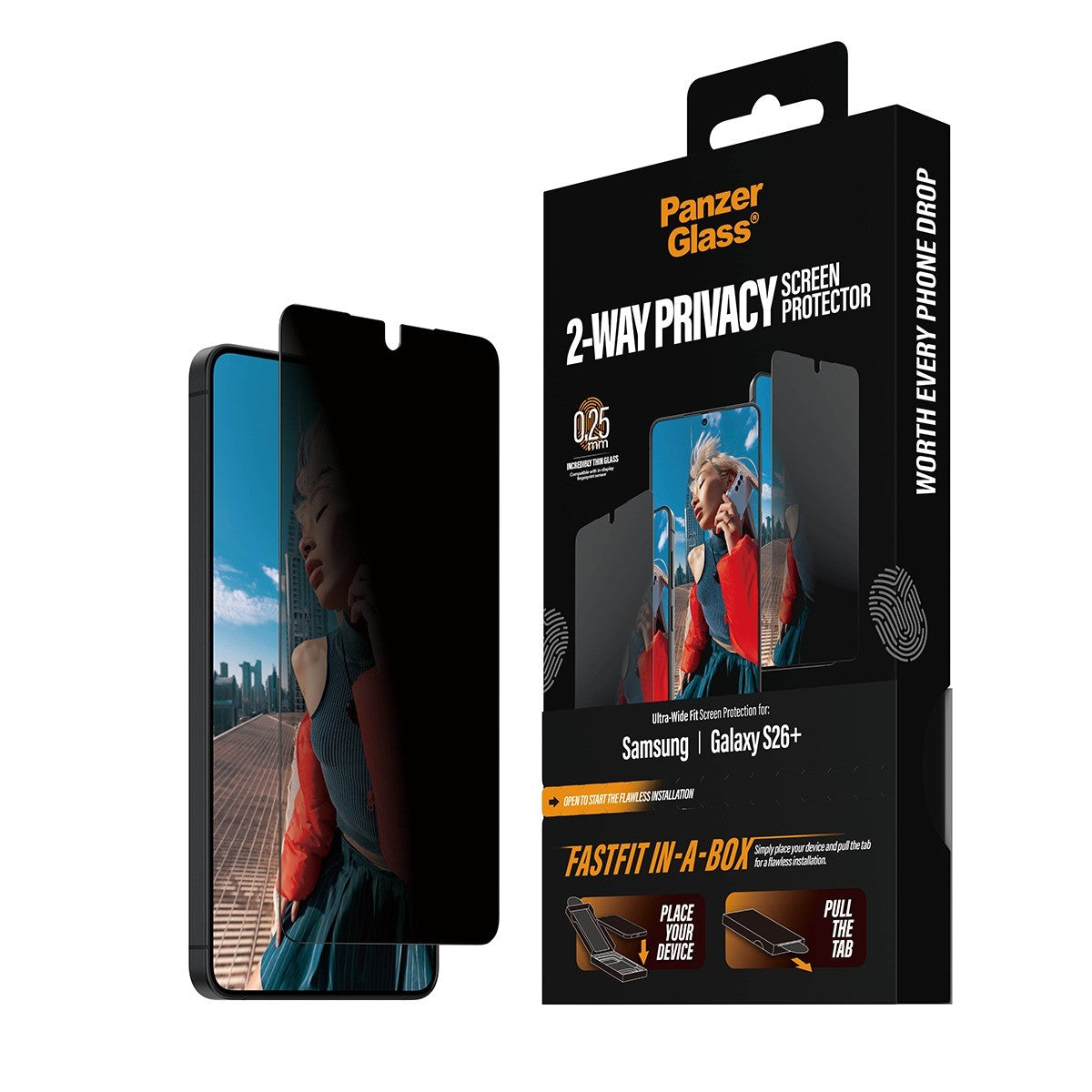 PanzerGlass Samsung Galaxy S26 Plus Skærmbeskytter Ultra-Wide Fit Privacy Fastfit