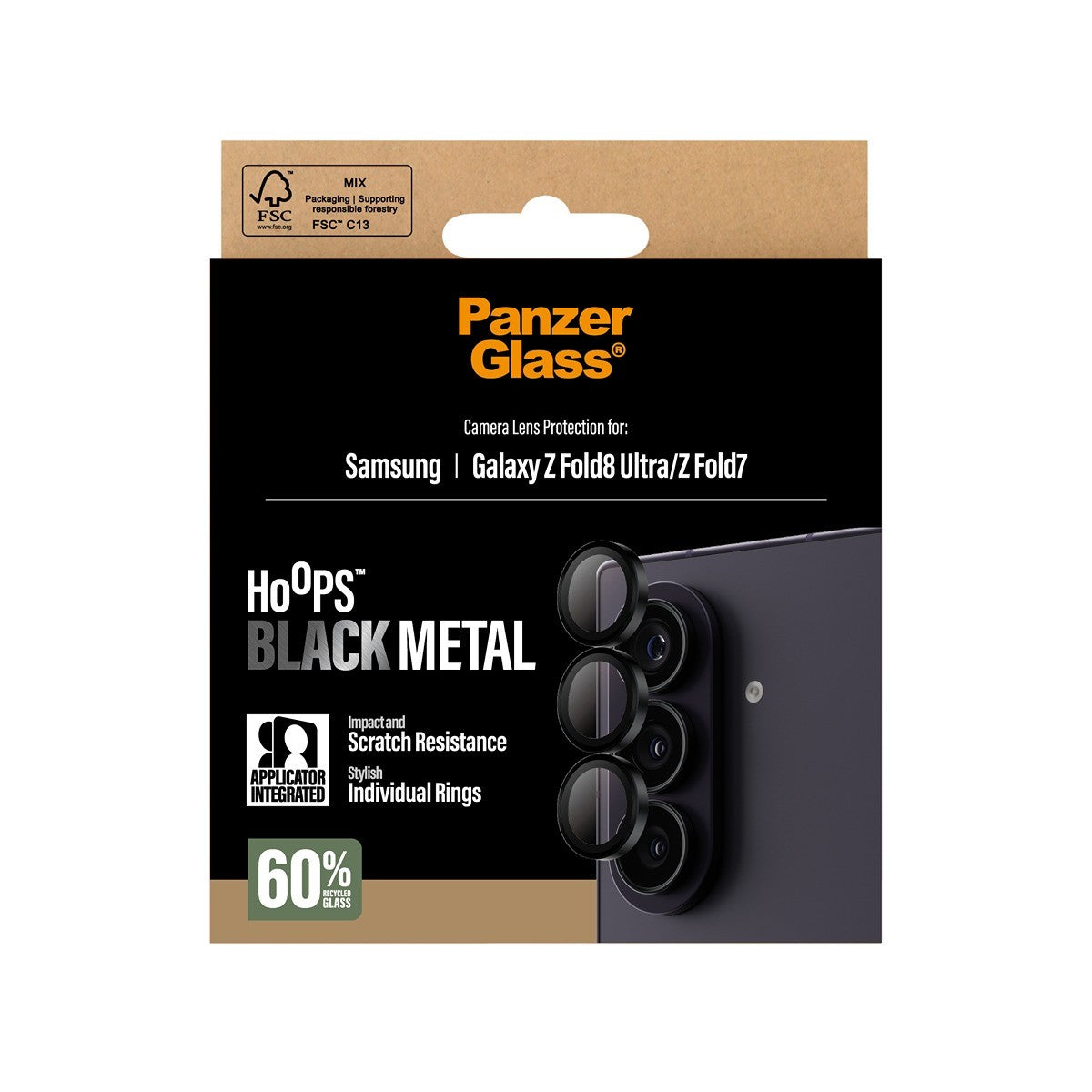 PanzerGlass Samsung Galaxy Z Fold 7/Fold 8 Ultra Kameralinsebeskytter Hoops Sort