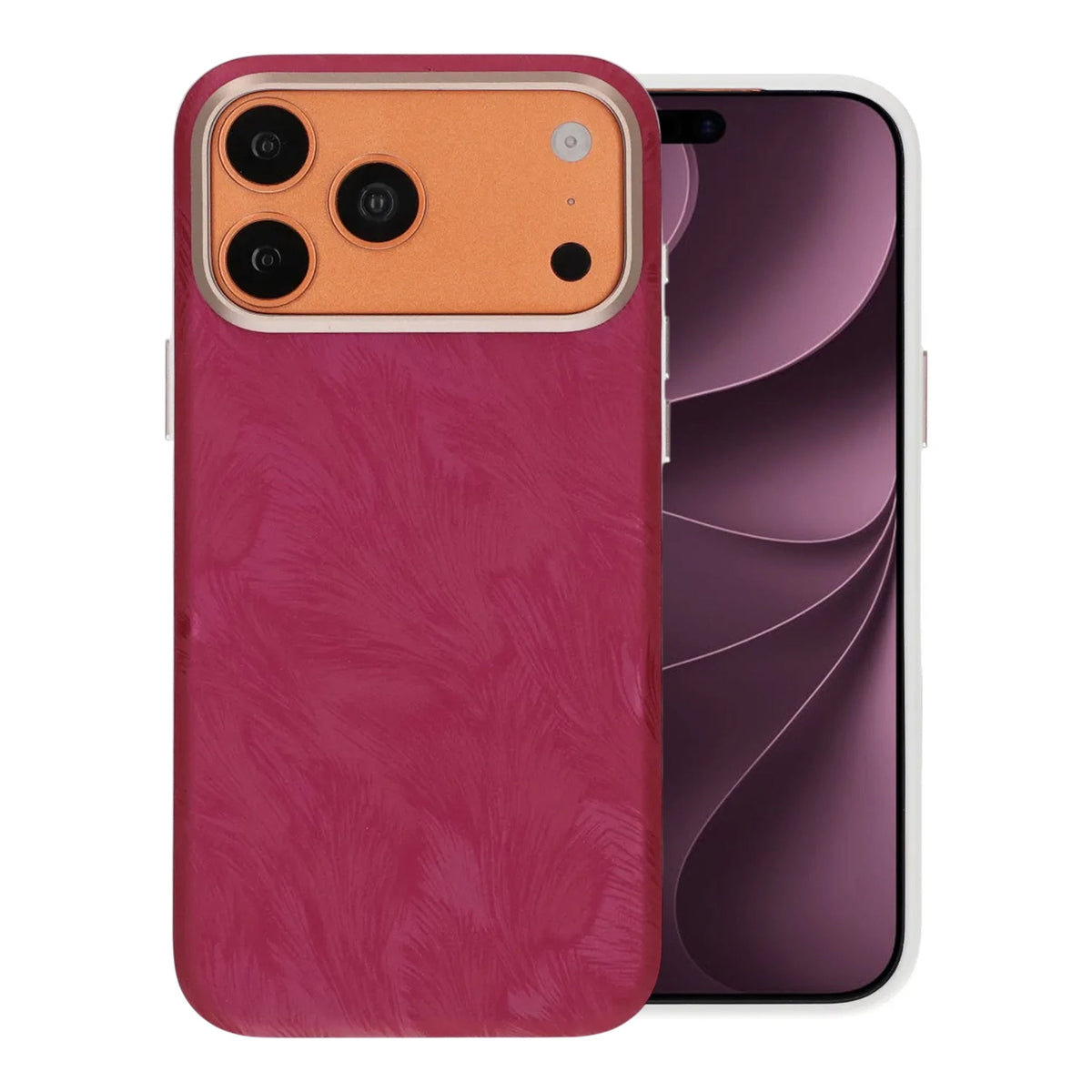 iPhone 17 Pro Max/iPhone 18 Pro Max Cover med plumtekstur MagSafe Rød
