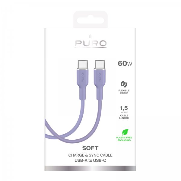 Puro Kabel TPE 25W USB-C til USB-C 1.5m Lavender
