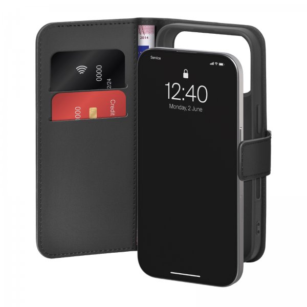 Puro iPhone 18 Pro Max Etui Wallet Stand Sort