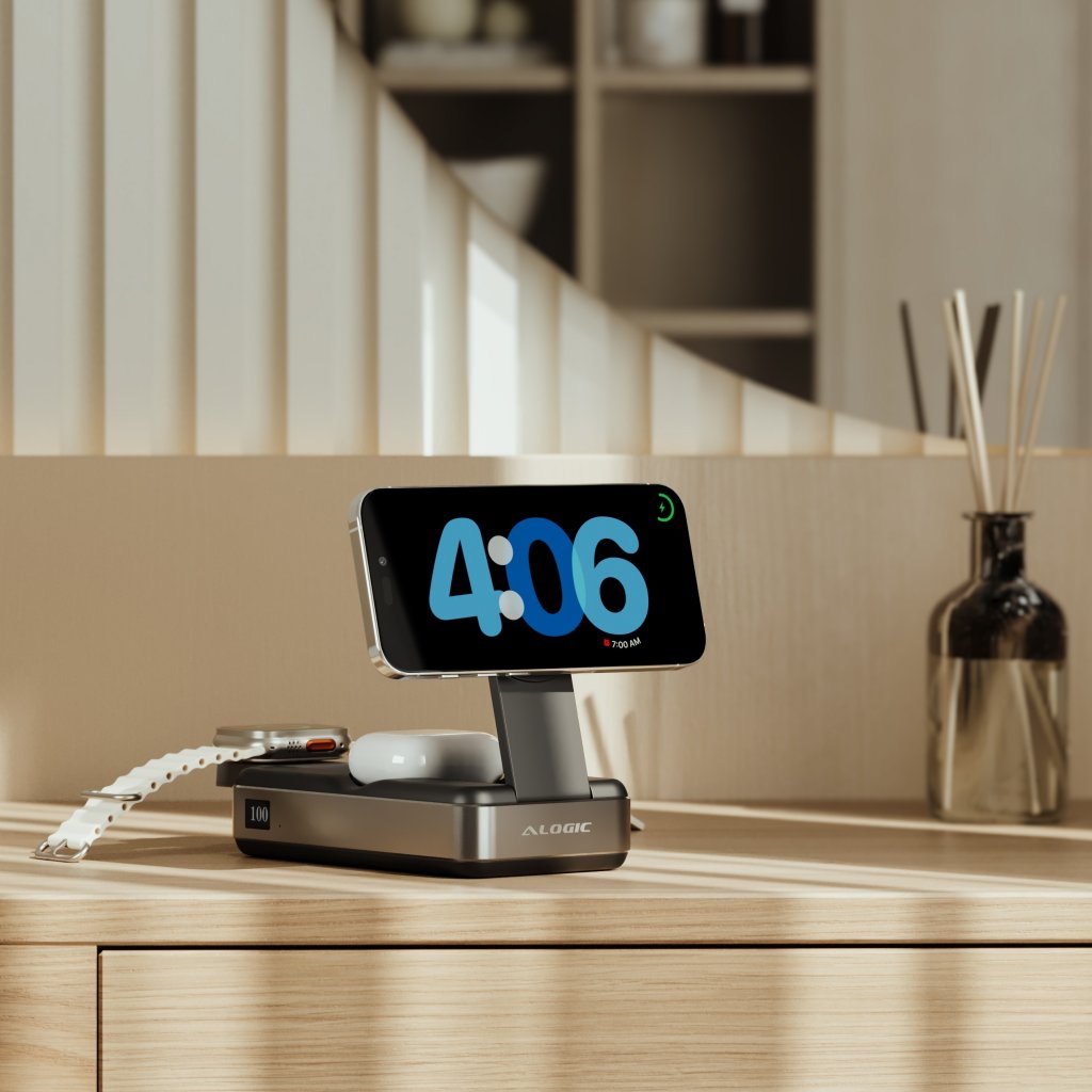 Alogic Powerbank Roam 21 000mAh 6-in-1 Qi2 100W USB-C Sort