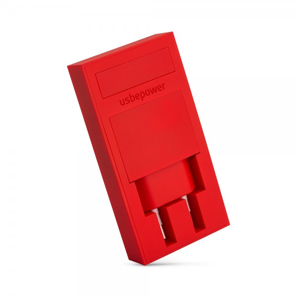 Usbepower ROCK dobbelt USB-oplader - 2-i-1 Lommeoplader Rød