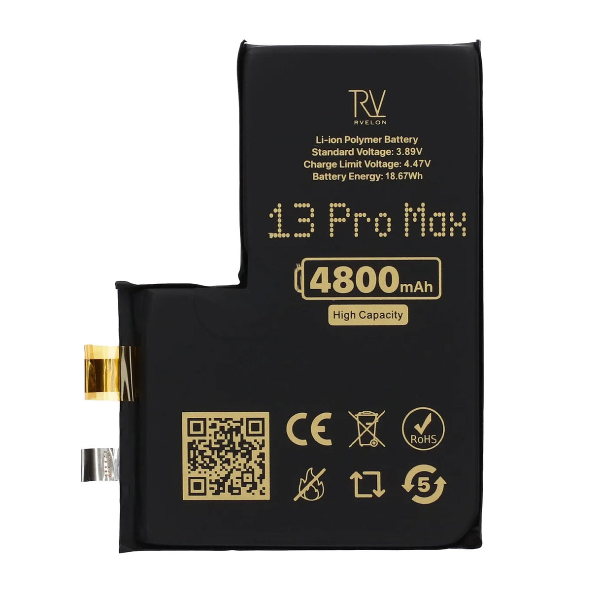 Rvelon Batteri til iPhone 13 Pro Max 4800mAh uden flexkabel