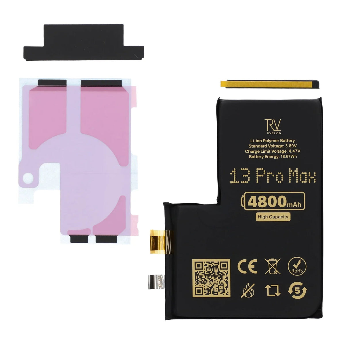 Rvelon Batteri til iPhone 13 Pro Max 4800mAh uden flexkabel