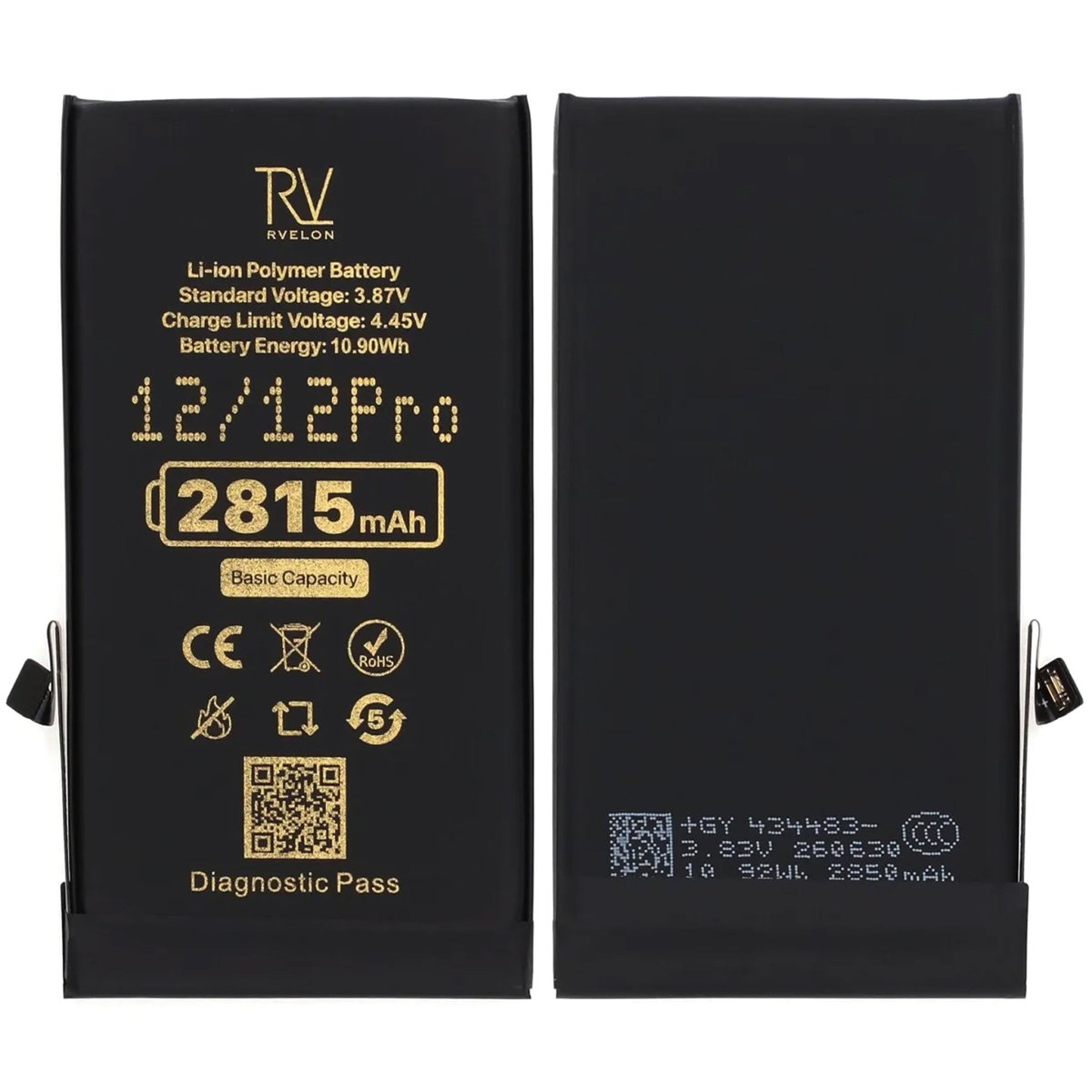 Rvelon Batteri til iPhone 12 og 12 Pro – 2815 mAh Original kapacitet