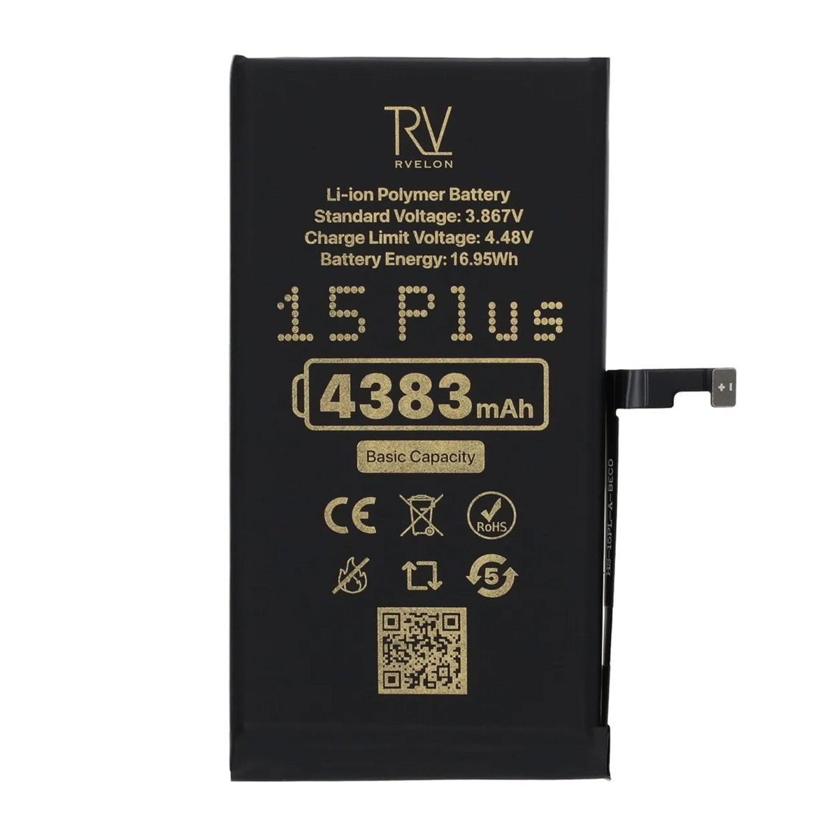 Rvelon Premium Batteri til iPhone 15 Plus - 4383mAh