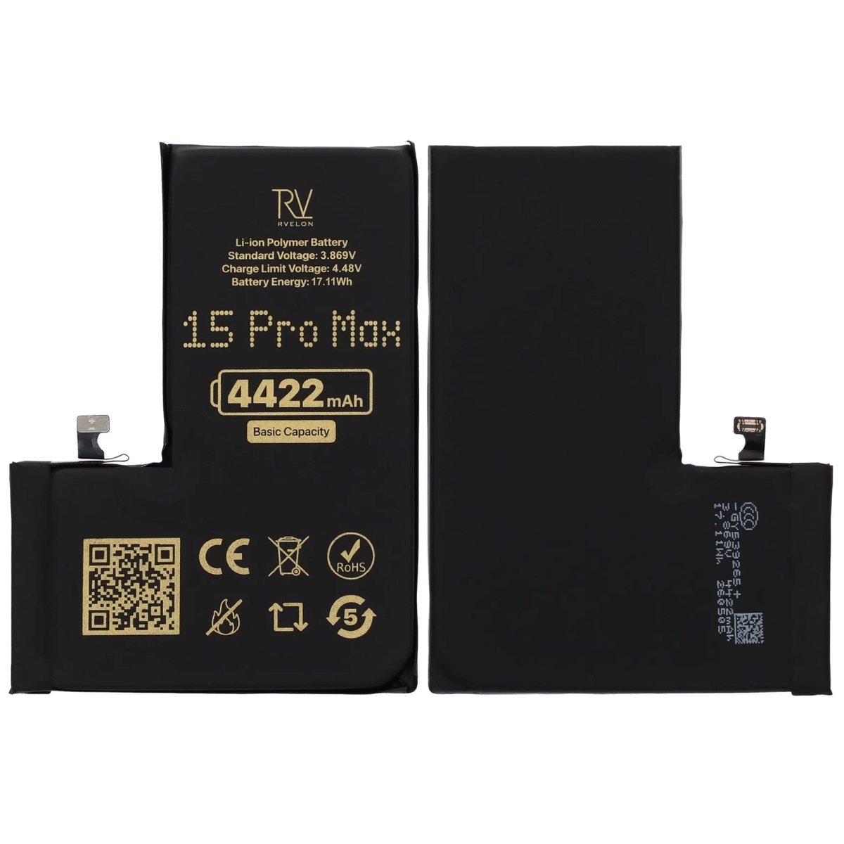 Rvelon Premium Batteri til iPhone 15 Pro Max - 4422mAh