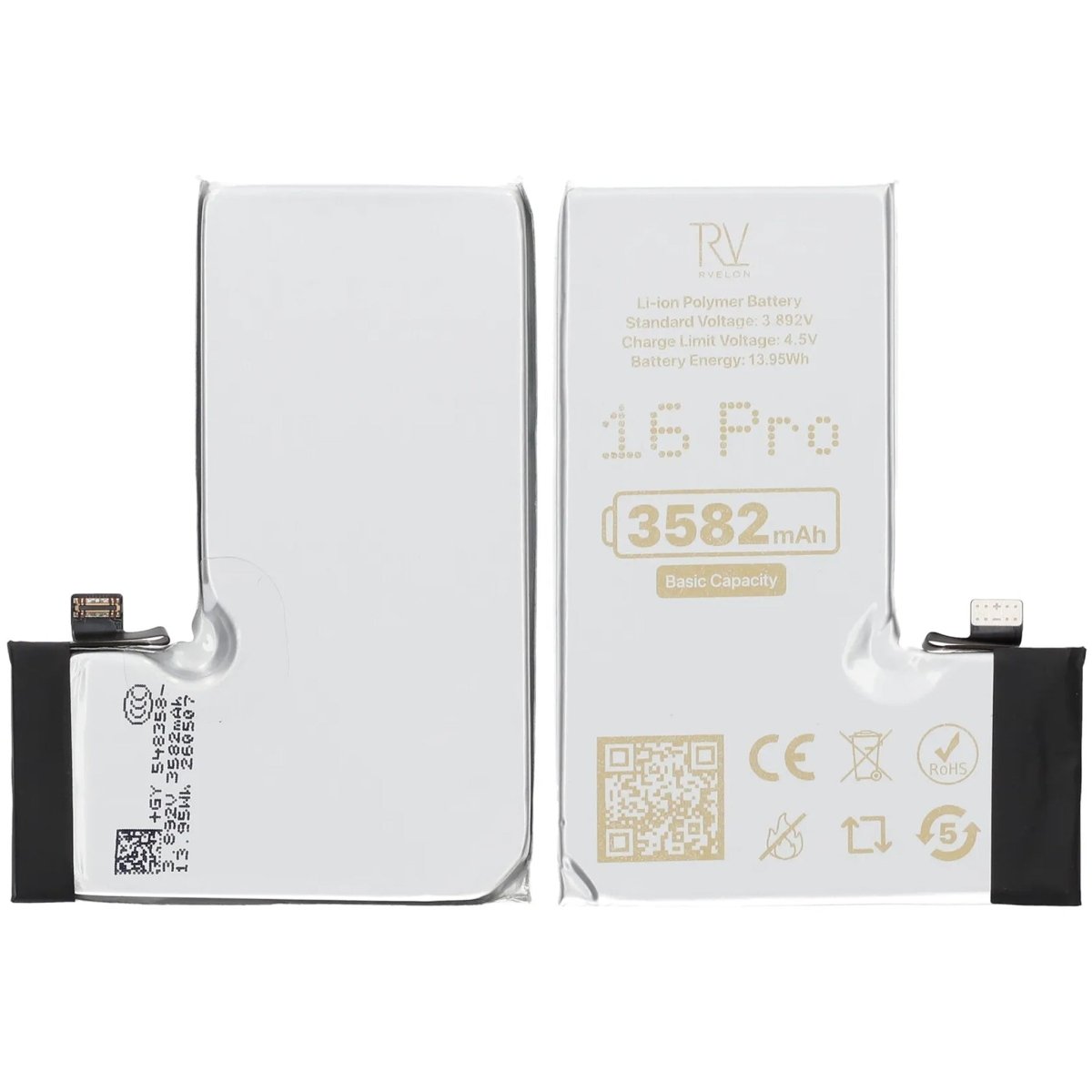 Rvelon Premium Batteri til iPhone 16 Pro - 3582mAh