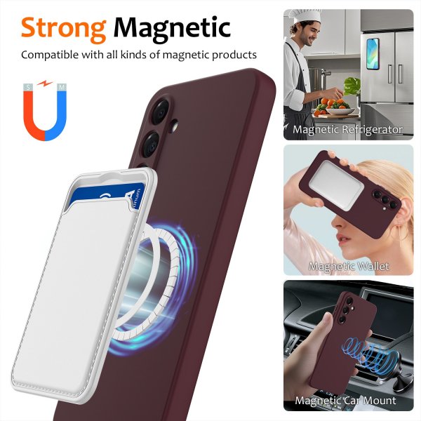 Samsung Galaxy A17 Cover med Rem Silikone MagSafe Vinrød