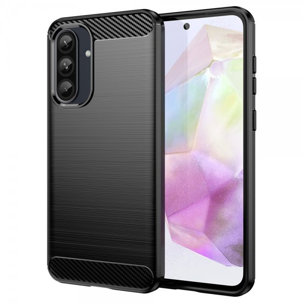 Samsung Galaxy A36/Galaxy A56 Cover Børstet Kulfibertekstur Sort