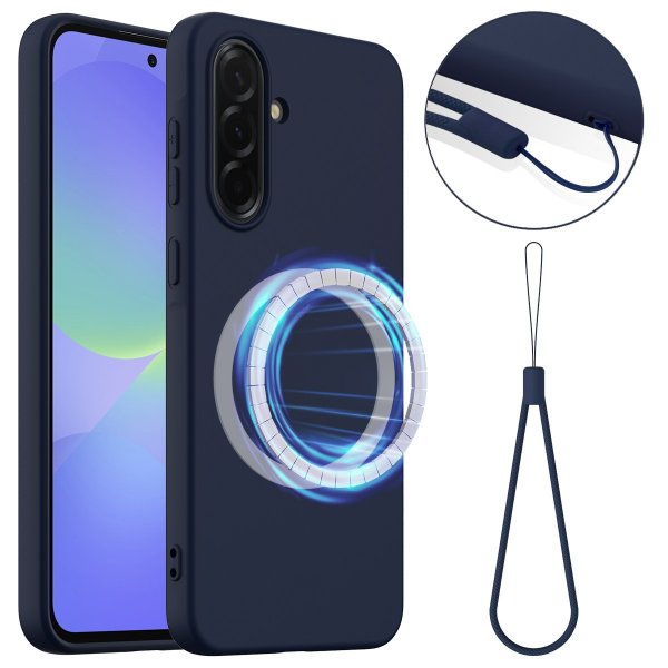 Samsung Galaxy A37 Cover med Strop Silikone MagSafe Blå