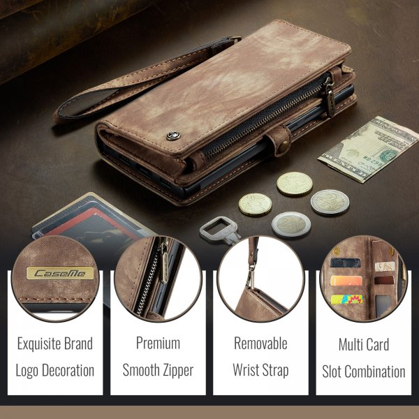 CaseMe Samsung Galaxy A57 Etui 008 Series Aftagelig Skal Brun