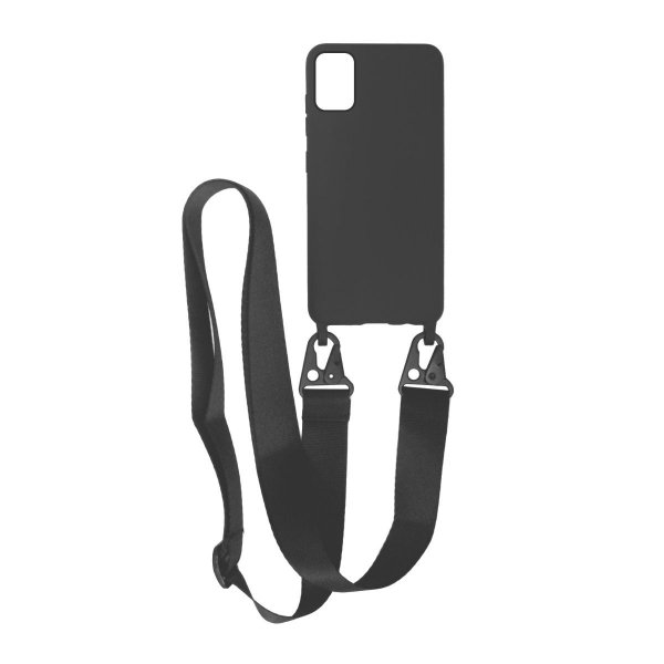 Samsung Galaxy A71 Cover Silikone med Halsrem Sort